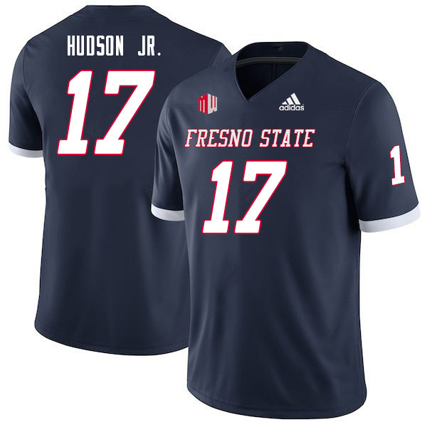 Men #17 Johnny Hudson Jr. Fresno State Bulldogs College Football Jerseys Sale-Navy